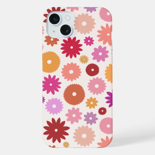 Farbenfrohe Blüten großes Muster iPhone Hülle (Rückseite)