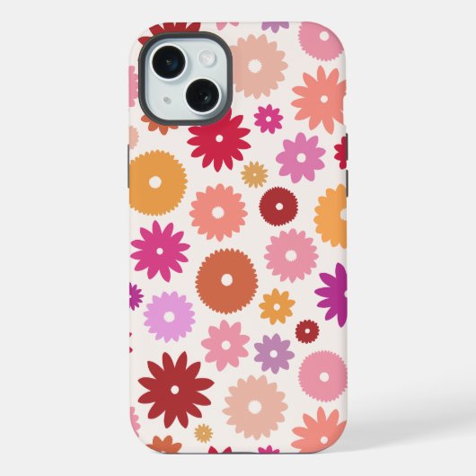 Farbenfrohe Blüten großes Muster iPhone Hülle (Rückseite)