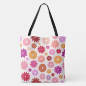 Farbenfrohe Blüten Großes Muster Tasche (Rückseite)