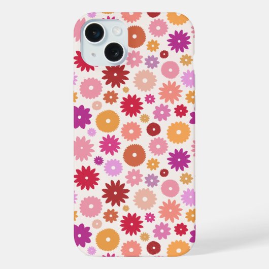 Farbenfrohe Blüten Wiederholungsmuster iPhone Hülle (Rückseite)