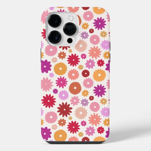 Farbenfrohe Blüten Wiederholungsmuster iPhone Hülle (Rückseite)