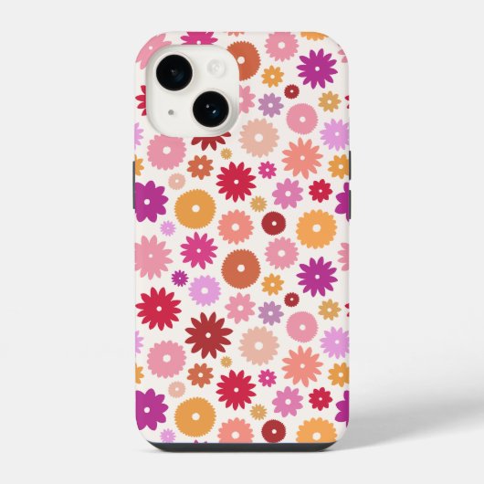 Farbenfrohe Blüten Wiederholungsmuster iPhone Hülle (Rückseite)