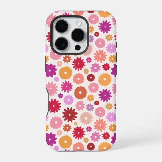 Farbenfrohe Blüten Wiederholungsmuster iPhone Hülle (Rückseite)