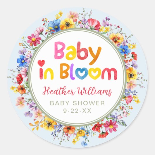Farbenfrohe Blütenbaby im Bloom Baby Duft Gefallen Runder Aufkleber (Vorderseite)