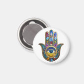 Farbenfrohe Blütenblätter Hamsa Saphir Drittes Aug Magnet (Vorderseite/Rückseite)