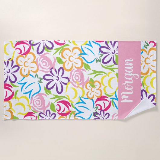Farbenfrohe Blütenblätter Personalisiertes Badetuc Strandtuch (Vorderseite)