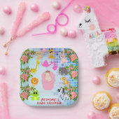 Farbenfrohe Blütenblauer Boho Babydusche Papierpla Pappteller (Party)