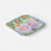 Farbenfrohe Blütenblauer Boho Babydusche Papierpla Pappteller (Gewinkelt)