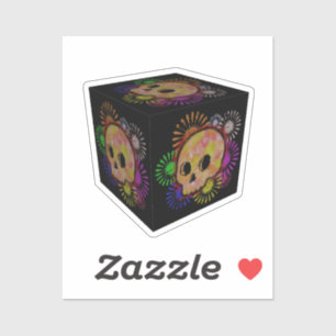 Farbenfrohe Blütenbursche Wasserfarbenkwürfel Aufkleber