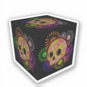 Farbenfrohe Blütenbursche Wasserfarbenkwürfel Aufkleber (Vorderseite)