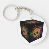 Farbenfrohe Blütenbursche Wasserfarbenkwürfel Schlüsselanhänger (Vorderseite)