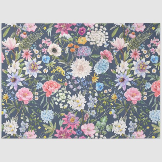 Farbenfrohe Blütendecoupage Seidenpapier (Vorderseite)