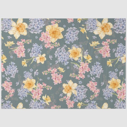Farbenfrohe Blütendecoupage Seidenpapier (Vorderseite)