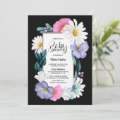 Farbenfrohe Blütendusche Einladung (Stehend Vorderseite)