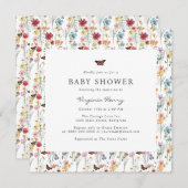 Farbenfrohe Blütendusche Einladung (Vorne/Hinten)