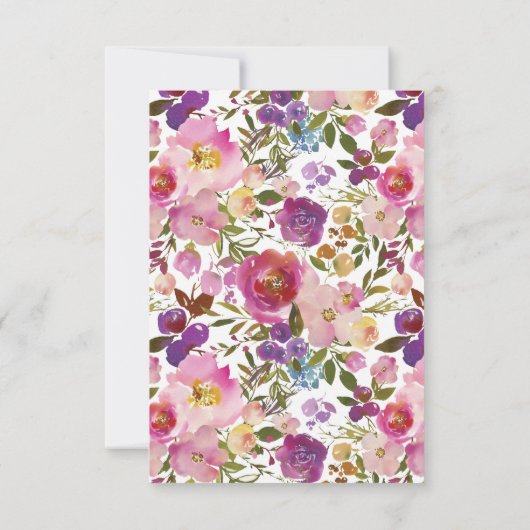 Farbenfrohe Blütendusche für Baby Einladung (Rückseite)