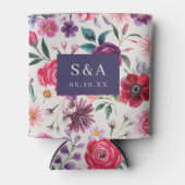 Farbenfrohe Blütenfarben Dosenkühler (Vorderseite)