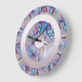 Farbenfrohe Blütenfrühstücksblume Große Wanduhr (Winkel)