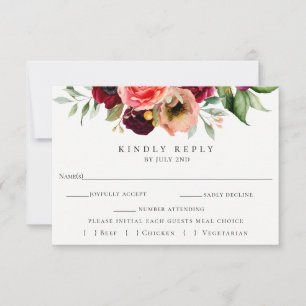 Farbenfrohe Blütenhochzeit mit Wahlkarte RSVP Karte