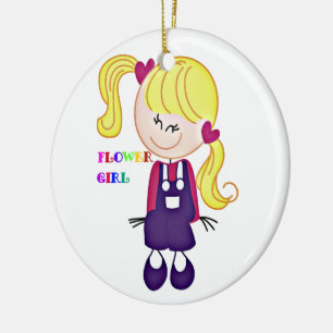 Farbenfrohe Blütenmädchen Keramik Ornament