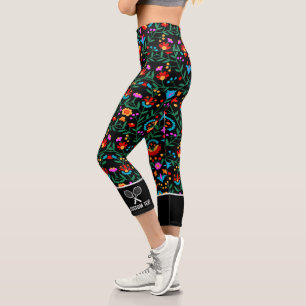 Farbenfrohe Blütenpraxis, individuelles Tennislog Capri Leggings