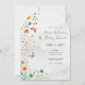 Farbenfrohe Blütenschmetterlingsdusche Einladung (Vorderseite)