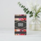 Farbenfrohe Blütenschmuck und schöner schwarzer St Visitenkarte (Stehend Vorderseite)