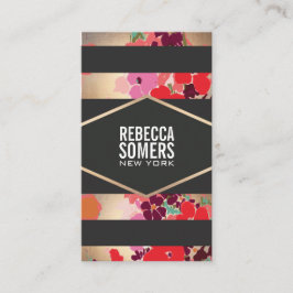 Farbenfrohe Blütenschmuck und schöner schwarzer St Visitenkarte