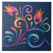 Farbenfrohe Blütenwirbelsäule Nahtlose Grenze Fliese (Vorderseite)