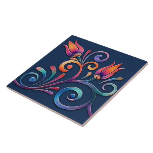 Farbenfrohe Blütenwirbelsäule Nahtlose Grenze Fliese (Seite)