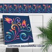 Farbenfrohe Blütenwirbelsäule Nahtlose Grenze Fliese