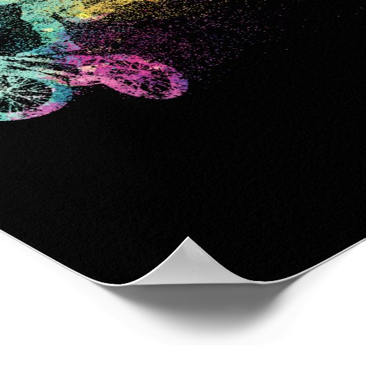 Farbenfrohe BMX Art Bike Motocross Freestyle Bike Poster (Ecke)