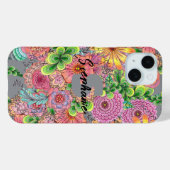 Farbenfrohe Bohemische Blumen | Name und Anfangsbe Case-Mate iPhone Hülle (Rückseite (Horizontal))