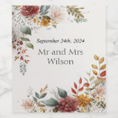 Farbenfrohe Bohemische Blumenweinmarken Weinetikett (Einzelnes Label)