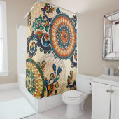 Farbenfrohe Bohemische Boho MOD Hippy-Chic-Muster Duschvorhang (Beispiel)
