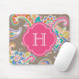 Farbenfrohe Bohemische Paisley Henna Custom Monogr Mousepad