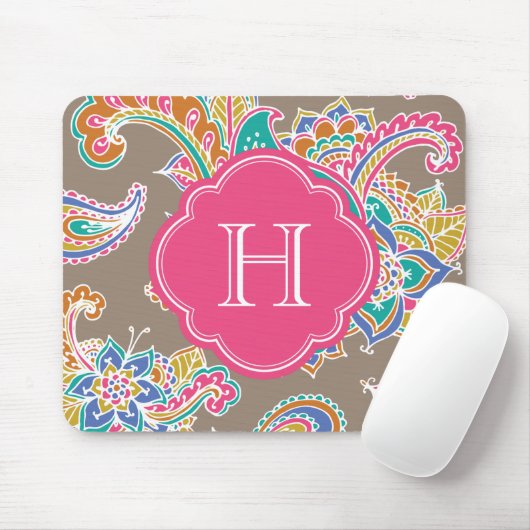 Farbenfrohe Bohemische Paisley Henna Custom Monogr Mousepad (Mit Mouse)