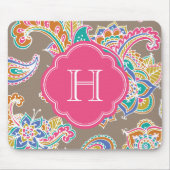 Farbenfrohe Bohemische Paisley Henna Custom Monogr Mousepad (Vorne)