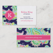 Farbenfrohe Bohemische Paisley Henna Custom Monogr Visitenkarte (Vorne/Hinten)