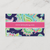 Farbenfrohe Bohemische Paisley Henna Custom Monogr Visitenkarte (Rückseite)