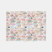 Farbenfrohe Bohemische Tribal-Wasserfarbenfedern Fleecedecke (Vorderseite (Horizontal))