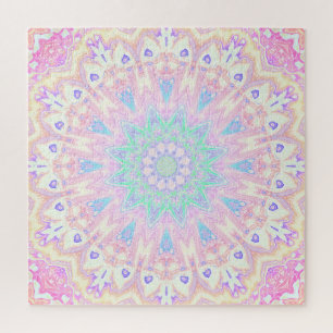 Farbenfrohe Bohemische Trippy Bright Pastel Mandal Puzzle