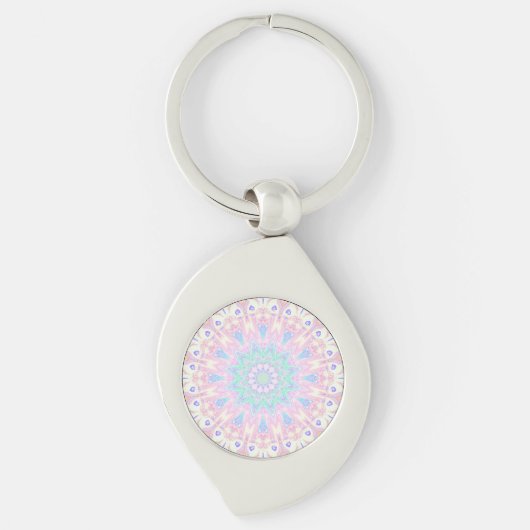 Farbenfrohe Bohemische Trippy Bright Pastel Mandal Schlüsselanhänger (Vorderseite)