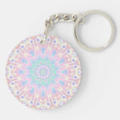 Farbenfrohe Bohemische Trippy Bright Pastel Mandal Schlüsselanhänger (Rückseite)