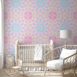 Farbenfrohe Bohemische Trippy Bright Pastel Mandal Tapete