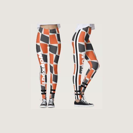 Farbenfrohe boho abstrakt l Orange Black l Workout Leggings