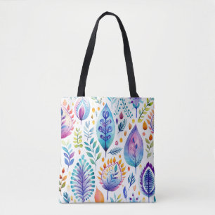 Farbenfrohe Boho-Blätter & Federn Tasche