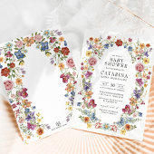 Farbenfrohe Boho Blume Kinderdusche Einladung