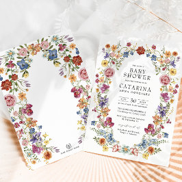 Farbenfrohe Boho Blume Kinderdusche Einladung