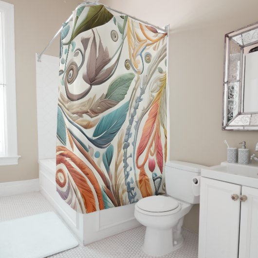 Farbenfrohe Boho Blume Thema Dusche Vorhang Art 2 (Beispiel)